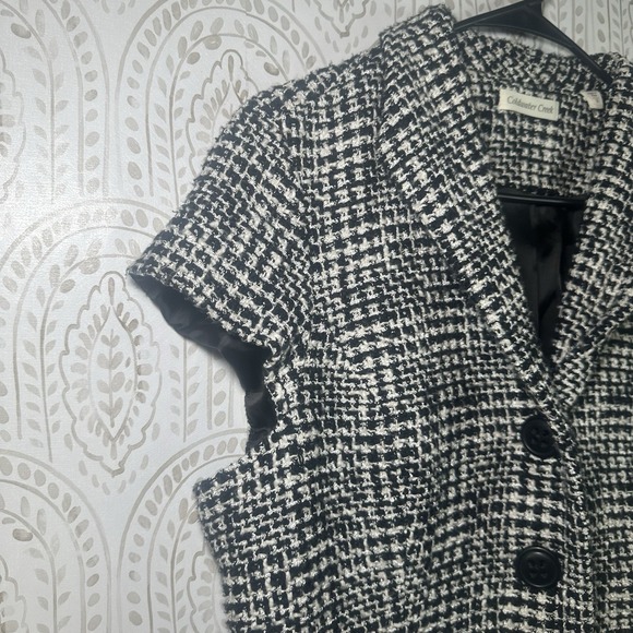 Coldwater Creek Vest Jacket Womens 18 Black White Tweed Houndstooth Office Work - Picture 3 of 7